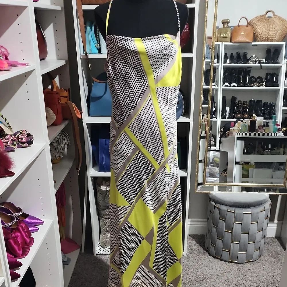 Express Yellow and Black Patterned Maxi Dress
